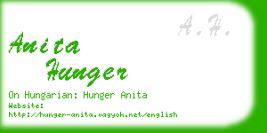 anita hunger business card